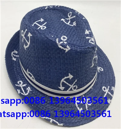 Anker gedruckter Papierstroh Fedora Hut