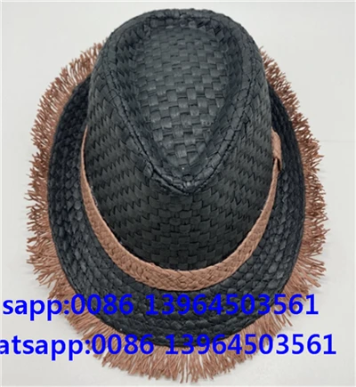Handgewebter schwarzer Fedora Quastenhut