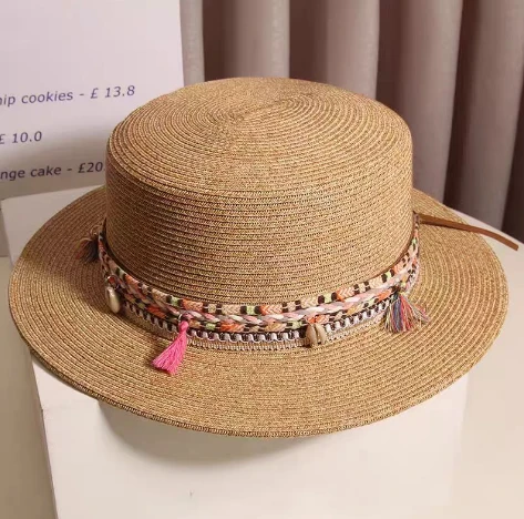 Boho Chic Brauner Papierstrohhut für Damen