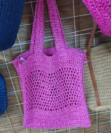 Rosa individuelle Häkelpapier-Damentasche mit Logo