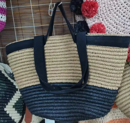 Schwarzes Baumwollband Big Women Beach Bag