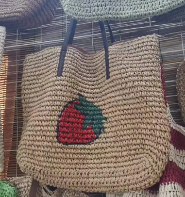 Strawberry Big Paper Damen Strandtasche