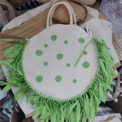 Grüne Papiersticker runde Tasche mit Quasten