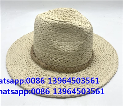 Natural handgewebtes Papier weißer Geflecht Fedora Hut