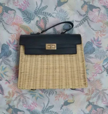 Quadratische Rattan Damen Damen Tasche