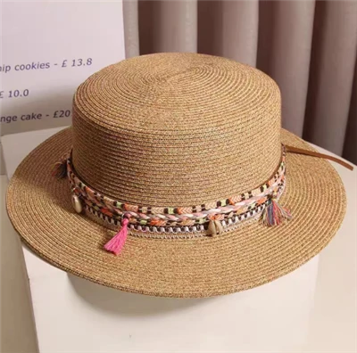Boho Chic Brauner Papierstrohhut für Damen