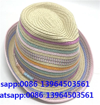 Mehrfarbiger Fedora-Strohhut für Damen