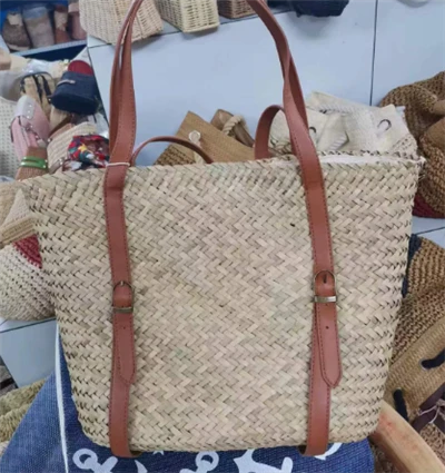 Langes Pu -Griff Strohschicktasche