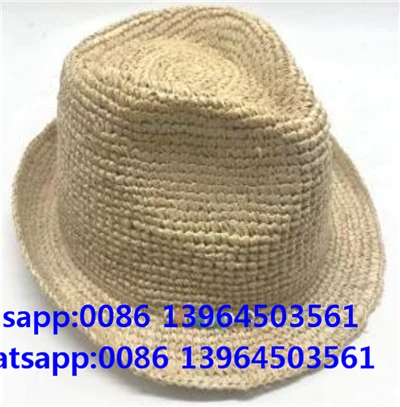 Handgewebter gehäkelter Fedora-Hut aus weichem Stroh